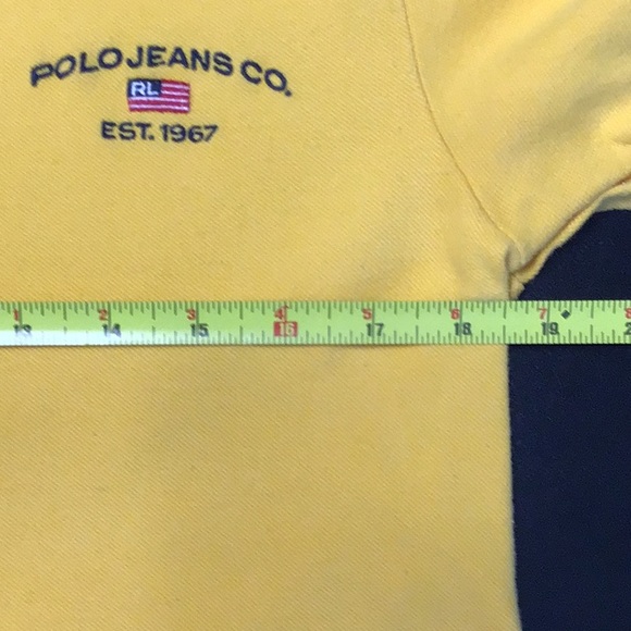 🔅SALE🔅 Vintage Ralph Lauren Polo Jeans Co. polo shirt, yellow, medium. - Picture 7 of 7